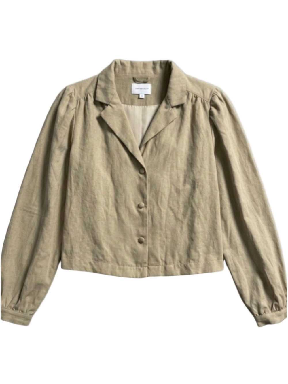 Kendall + Kylie Matcha Green Cropped Button Up Blouse Medium Modal Stretch Top